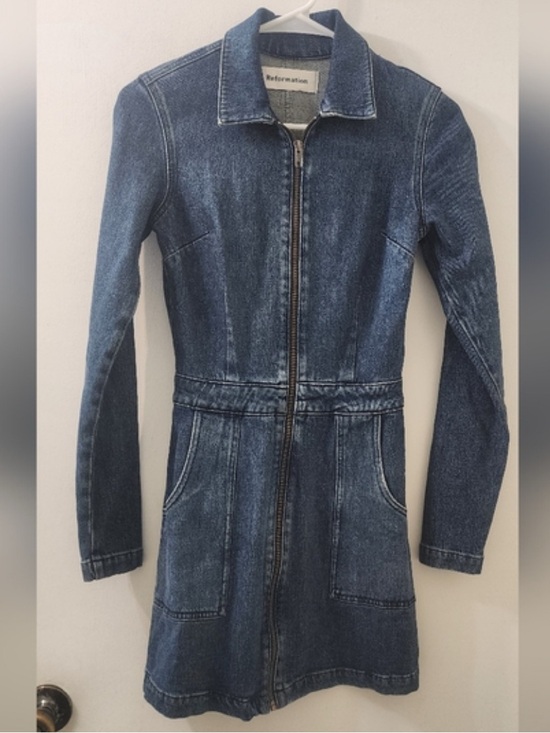 Reformation Dresses & Skirts - Reformation Medium Blue Denim Zip Dress